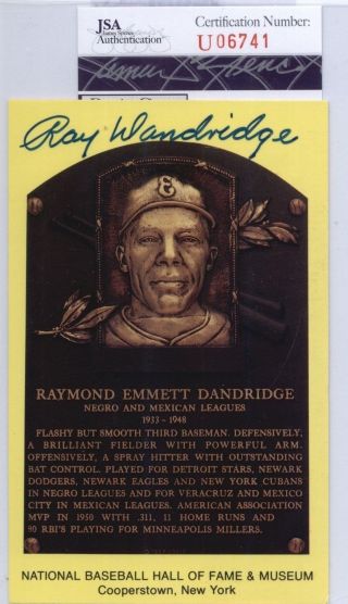 Ray Dandridge (d.  1994) Signed Hall Of Fame Yellow Plaque Postcard - Jsa