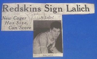Pete Lalich Dec 2008 Signed Autograph 4x6 Vintage News Baa Nbl 1942 - 6 Cleveland,