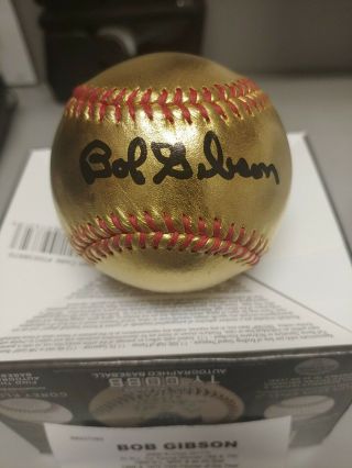 Bob Gibson Hof Autographed 24 Ct Gold Baseball Platinum.  1/1.  Only One.
