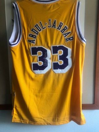 Kareem Abdul - Jabbar Signed Los Angeles Lakers Yellow Jersey Jsa Authenticated