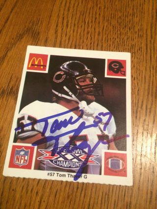 Tom Thayer 1985 Sb Xx Chicago Bears Signed Mcdonalds Coupon Card