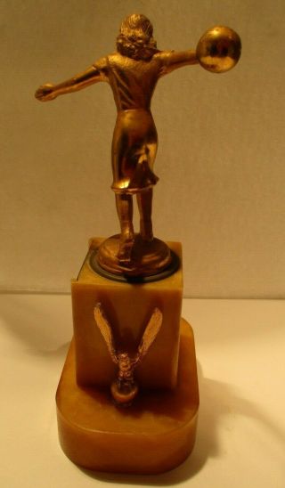 1957 - 58 Vintage Woman ' s Bowling Trophy Award,  Antique Alchemy - Bakelite - 2 1/2lbs 2