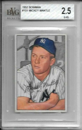 Mickey Mantle 1952 Bowman Bvg 2.  5 Very Nicely Centered Mantles Rising