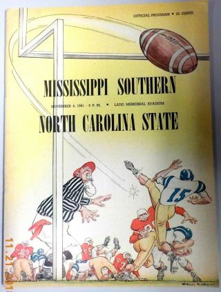1961 North Carolina State @ Mississippi Southern Football Program