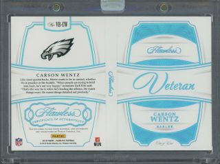 2018 Flawless Booklet Carson Wentz Eagles NFL Shield Logo Patch AUTO 1/1 2