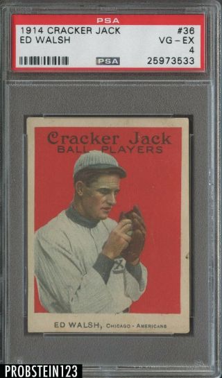 1914 Cracker Jack 36 Ed Walsh Chicago Hof Psa 4 Vg - Ex " Scarce "