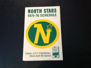 1975 - 76 Minnesota North Stars Pocket Schedule -