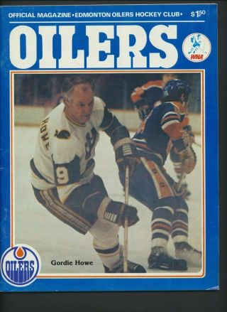1977 - 78 Vintage Edmonton Oilers Wha Hockey Program Feb 26/78 Howe Cover Eng