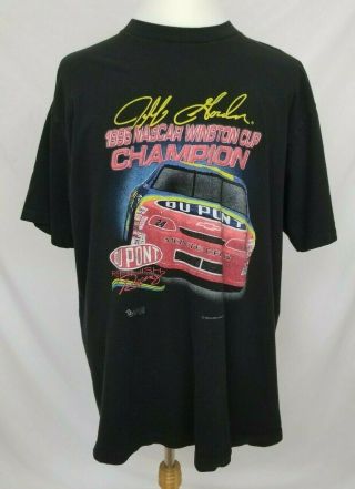 Vtg 1995 Jeff Gordon Nascar Winston Cup Champion T - Shirt Mens Xl Black Tee 90s