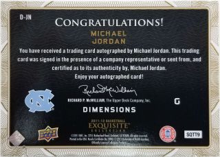 Bulls Michael Jordan Signed 2011 - 12 UD Exquisite Shadowbox Card BAS A69106 2