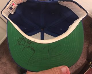 Harry Caray Ernie Banks Billy Williams Signed Chicago Cubs Hat
