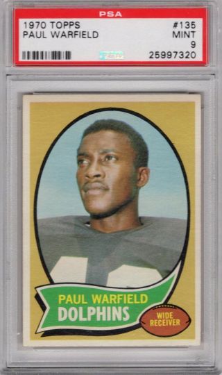 1970 Topps 135 Paul Warfield Psa 9 Dolphins