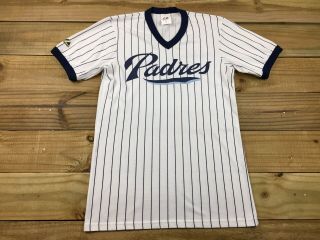 Vtg Majestic San Diego Padres Pinstripe Jersey T - Shirt M Retro Logo