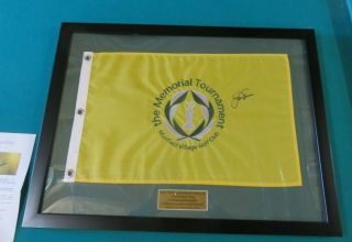 Jack Nicklaus Signed Autographed The Memorial Flag Golden Bear Jsa Loa Framed