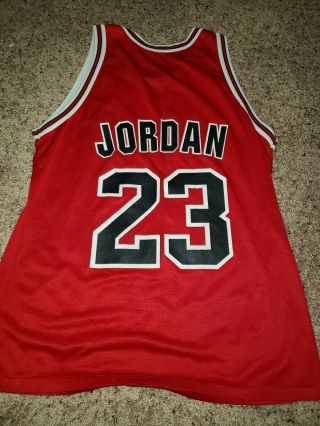 Vintage Champion Michael Jordan Chicago Bulls Basketball Jersey Away Red size 44 4