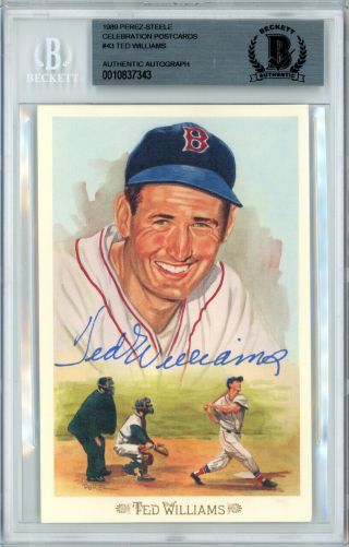 Ted Williams Autographed 1989 Perez - Steele Postcard Red Sox Beckett 10837343