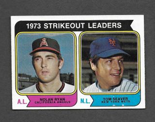 1974 Topps 207 Strikeout Leaders Nolan Ryan Angels Tom Seaver Mets Both Hof