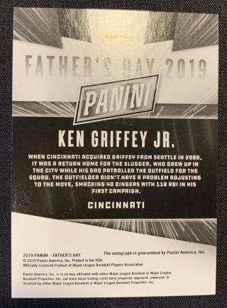 KEN GRIFFEY JR.  2019 Panini Father’s Day PARALLEL AUTO D 02/10 2