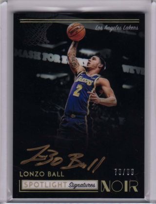 2018 - 19 Panini Noir Lonzo Ball Gold Auto Spotlight 73/99