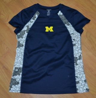 Womens University Of Michigan Wolverines Performance T Shirt Jersey Large 11 - 13
