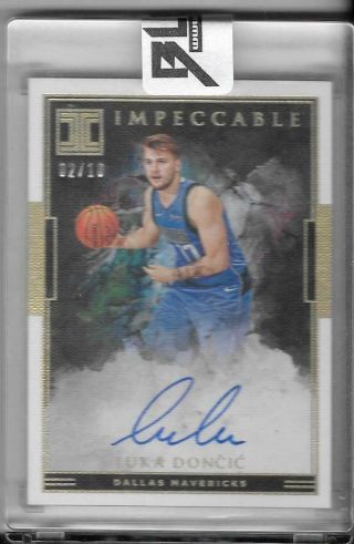 2018 - 19 Panini Impeccable Luka Doncic Gold Rookie Rc Auto Autograph 2/10 Roy