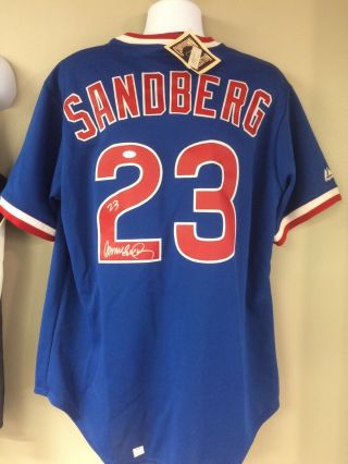 Ryne Sandberg Autographed Signed Auto Cubs Blue Jersey Jsa Authentic