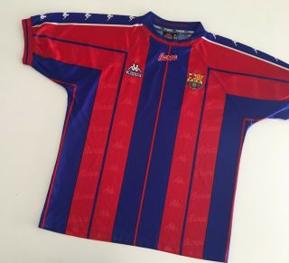 Barcelona Fc 1997/98 Home Football Shirt M Vintage Soccer Jersey Kappa