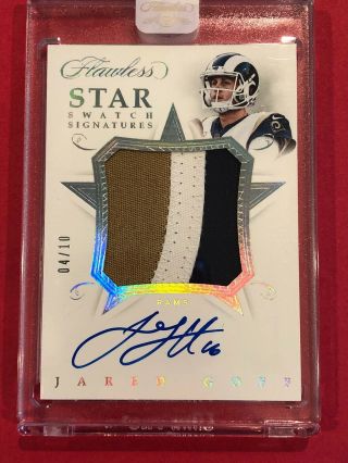 2018 Flawless Star Swatch Signatures Jared Goff - 3 Color Patch Auto 4/10 