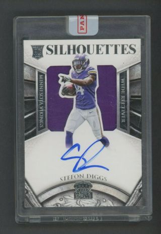 2015 Panini Crown Royale Silhouettes Stefon Diggs Rc Rookie Jersey Auto /299
