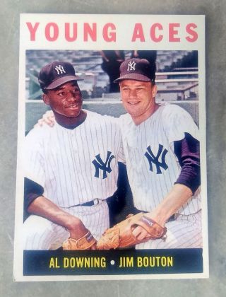 1964 Topps Baseball Card No.  219 Young Aces,  Bouton Downing,  Yankees