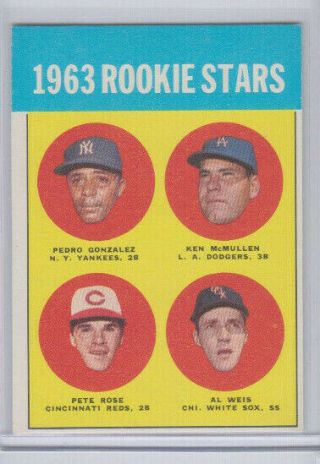 1963 Topps 537 Pete Rose Rookie Card Rc Hof ? Stunning Card Nm Or Better