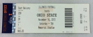 Cfb 2013 11/16 Ohio State Buckeyes At Illinois Football Full Ticket