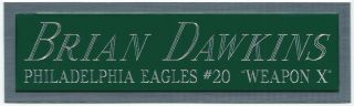 Brian Dawkins Eagles Nameplate Autographed Signed Football Helmet Jersey Photo