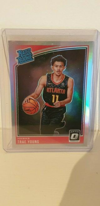 2018 - 19 Donruss Optic Trae Young Silver Holo Prizm Rated Rookie Hawks