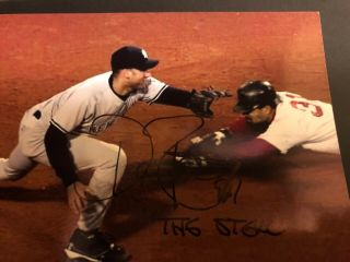 Dave Roberts Signed 4x6 Photo 2004 Wsc The Steal Boston Redsox Ws Auto Smeared