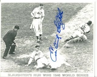 Enos Slaughter Signed Photo 8x10 Autographed Mad Dash Home Cardinals 52843