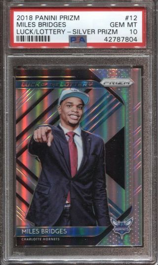 Miles Bridges Psa 10 2018 Panini Prizm Luck Of The Lottery Silver Rookie Rc Gem
