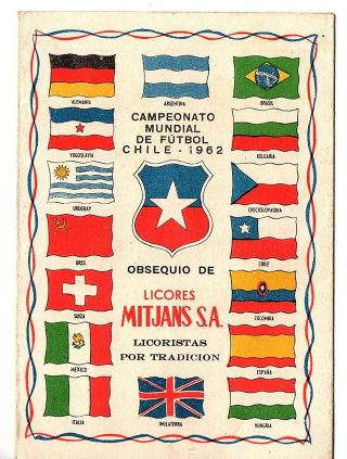 Vintage Advertising World Cup " Liqueur " Chile 1962