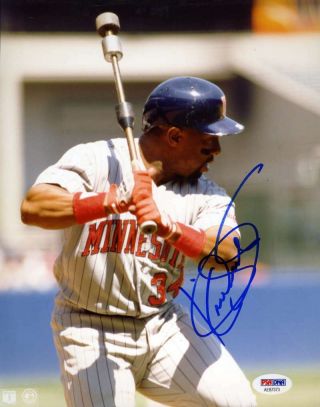 Kirby Puckett Psa Dna Hand Signed 8x10 Photo Authentic Autograph