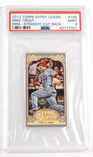 2012 Topps Gypsy Queen Mike Trout Mini Straight Cut Back 195 Psa 9