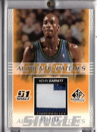 2003 - 04 Sp Game Authentic Patches Kgp Kevin Garnett 023/100 Patch