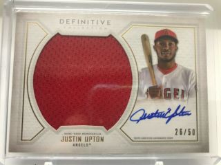 2019 Topps Definitive Justin Upton Patch Auto 26/50 Angels