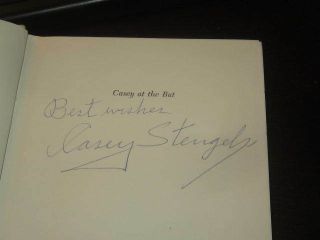 Casey Stengel Autographed Book Casey At The Bat Baseball Hall Of Famer Jsa