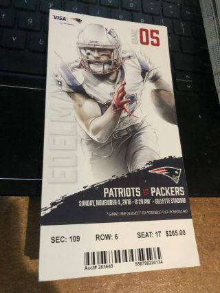 2018 England Patriots Vs Green Bay Packers Football Ticket Stub 11/4