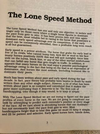 The Lone Speed Method - Bill Olmsted - Horse Race Handicapping 3