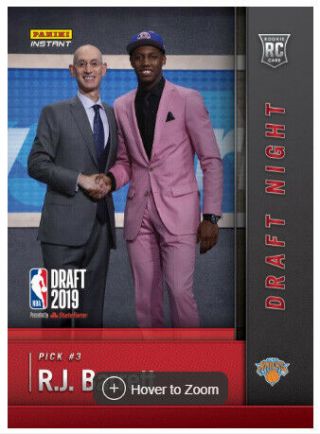 2019 - 20 Panini Instant R.  J.  Rj Barrett Rc Knicks First Nba Rookie Card Pre -