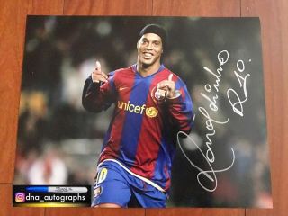 Ronaldinho Signed Photo 11x14 Barcelona Fc Signed