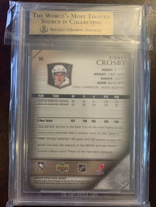 2005/06 UPPER DECK YOUNG GUNS 201 SIDNEY CROSBY ROOKIE CARD RC BGS 9.  5 2
