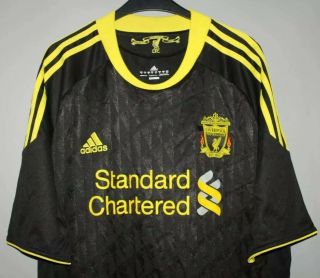 Rare Adidas Liverpool Fc 2010 - 2011 Third Kit Jersey Black Yellow Medium Soccer