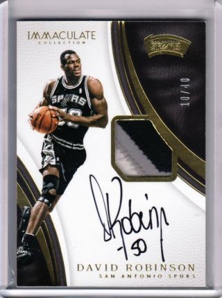 2016 - 17 Panini Immaculate David Robinson Game Worn Patch Spurs Auto 10/40